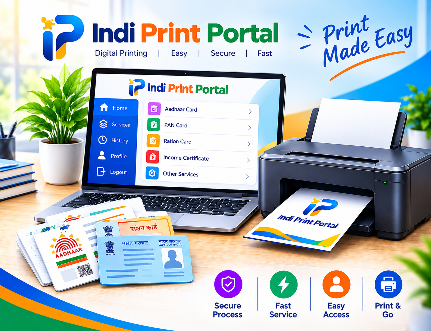 Indi Print Portal laptop and printing services